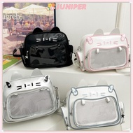 JUNIPER0 Jk Shoulder Bag, Harajuku Lolita Crossbody Bag, College Style Y2K Transparent Pocket PU Ita