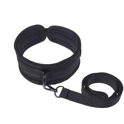 Adjustable Nylon BDSM Bondage Necklace Neck Collar with Ring for Couples Adult Women Lovers Roleplay