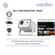 WANBO Projector Android 14 1080P 650 ISO Auto-Focus USPlug Battery Excluded White - Vali 1 Pro-WH