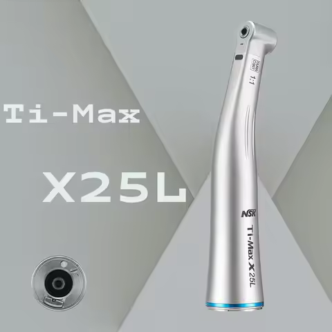 NSK Ti-MAX X25L Against Contra Angle Handpiece Contrangolo Dentista Low Speed LED Blue Ring Contraan