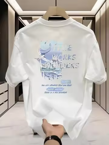 Cotton Men's woman‘s kids Aesthetic T-shirt "Time Works Wonders" Mountain Graphic Summer Casual Stre