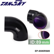 3.5" 89mm 90 Degree Elbow Coupler Silicone Hose Coolant Radiator Black For Ford Mustang 86-93 GT LX 