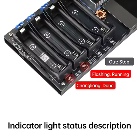 A74E-New 8 Channel 18650 Battery Capacity Internal Resistance Tester DC 12-19V Automatic Charging&Di