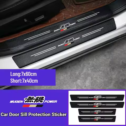 MUGEN Car Door Sill Protection Sticker Carbon Fiber Decorative Strip for Honda Mugen Power Accord Ci