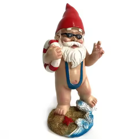 Cross-Border Ocean Wave Surfing Dwarf Decoration Ornament Marine Design Dwarf Gnome Elf Lifebuoy Hom