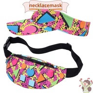 NECKLACEMASK 80s 90s Fanny Pack, Colorful Cotton 80s Outfit Sun Visor Hat,  Soft Comfortable 90s Acc
