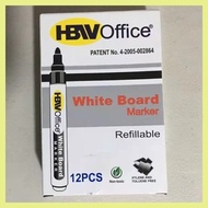 △ ☏ ✿ Double H 12pcs/1box HBW White Board Marker Black Ink Refillable Whiteboard Marker Markers