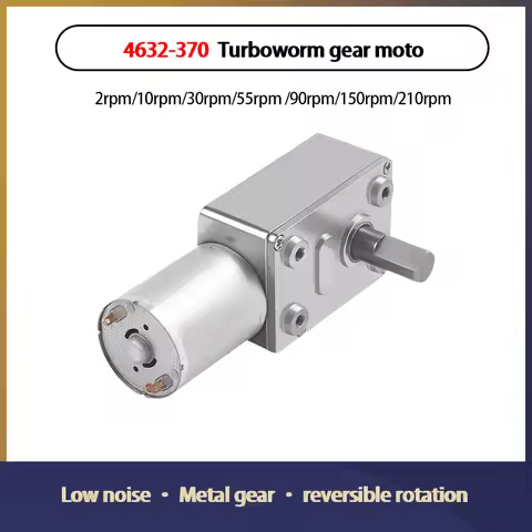 4632-370 Reduction Motor DC 6V 12V Worm Turbo Geared Motor2rpm/6rpm/10rpm/13rpm/18rpm/23rpm/30rpm/68