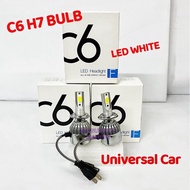 BRAND C6 H7  BULB LED WHITE  SET UNIVERSAL CAR LAMPU DEMPAT MENTOL PUTIH  FRONT H7