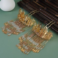 Dieying Linglong Hairpin Handmade Antique Hanfu Cheongsam Chinese Style Headdress Hair Accessories H