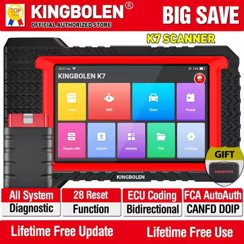 KINGBOLEN K7 Bidirectionnal OBD2 SCANNER All Systems Car Diagnostic Tool Online ECU Coding 28+ Servi