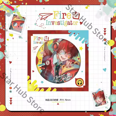 Identity V Fire Investigator Florian Brand Tinplate Badge Instant Camera Pendant Standing Sign Cospl