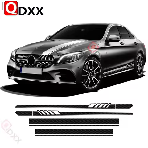 Edition 1 Style Car Side Skirt Hood Rear Roof Stripes Decal Stickers for Mercedes Benz C Class W205 