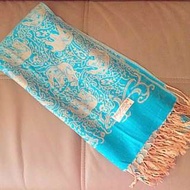 100%new PASHMINA 100%cashmere scarf joyce lane crawford 靚粉藍 披肩 頸巾 圍巾 民族 波希米亞