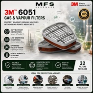 (1pair)3M 6051 A1 Organic Vapor Gas & Vapour Filter Cartridge SIRIM DOSH Respirator Mask Filter for 