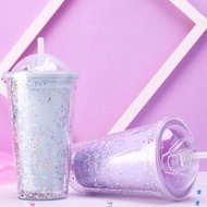 400Ml Anti-Fall Starry Sky Glass Water Bottle With Water Capacity Cup Cute F7J2 Drink Girl Q4O0