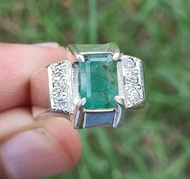 男士祖母綠戒指 天然祖母綠戒指 男士精緻祖母綠戒指 男士小指戒指