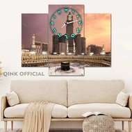 Kaaba Makkah Muslim Room Clock 50X40 Multi Panel | Islamic Wall Clock Decoration Mecca Medina | Bedr