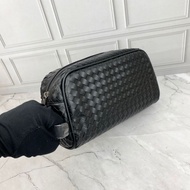 Men's BRANDED CLUTCH POUCH BAG B'0 60117 BLACK LEATHER Mirror