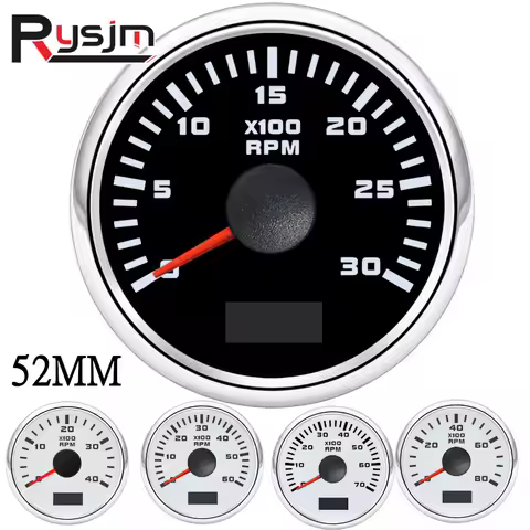 3000/4000/6000/7000/8000 RPM 52mm Boat Tachometer Hourmeter Gauge outboard rpm meter With Red Backli