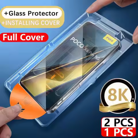 1-2PCS 8K Dust Free Glass For POCO F7 X6 F6 X7 Pro X5 X4 GT M5S F3 F4 HD Oleophobic Coating Screen P