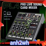 【A-NH】Live Sound Card Mixer Console PL4 PRO 4 Channel DSP Effects Professional with Bluetooth USB Interface for Music Lover Easy Install Easy to Use
