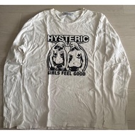 100% Cotton HYSTERIC GLAMOUR White Long-Sleeved Printed T-Shirt Girl Feels Good Logo Top Ready Stock