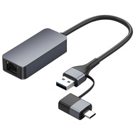 KEBETEME 2500Mbps USB 3.0 Type-C Ethernet To RJ45 2.5G USB2.0 Wired Adapter Converter Lan Network Hu
