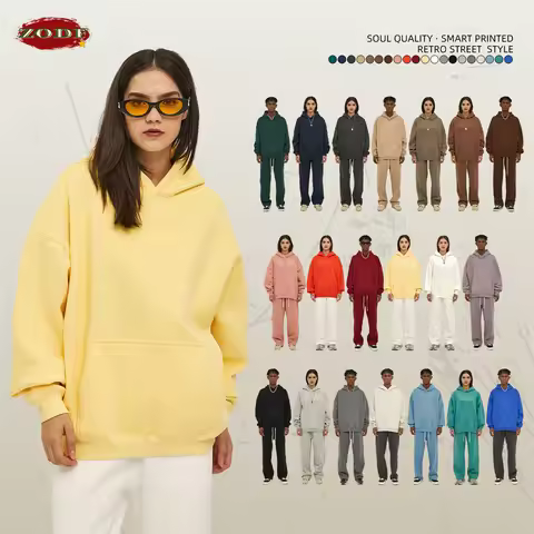 ZODF New Thick 350gsm Fleece Hooded Hoodies For Men Unisex Winter Oversized Loose Basic Solid Sweats