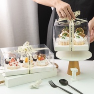 Cupcake Packaging Box Transparent Plastic Small Paper Cupcake Box Dessert Packaging 2 Pcs 4 Pcs 6 Pc