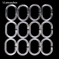 KpapaK 【Original】High-quality Twistable Bath Ring Boxed Transparent C-shaped Hook Shower Curtain Rod Hanging Ring Hook Shower Curtain Ring Accessories 12 A Box