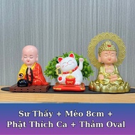 God of Wealth Cat 8cm Mix Master + Shakyamuni Used to Decorate homes, cars, work spaces, etc.