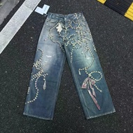 Acne studio1981 Crystal Bow Waist Loose Jeans