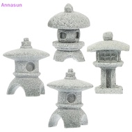 Annasun Retro Gazebo Chinese Lanterns Mini Pagoda Model Decoration Stone Miniature Statue Sandstone Home Accessories MY