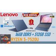 LENOVO IDEALPAD SLIM 3 AMD RYZEN 5-7520U+16GB DDR5 / RYZEN 3-7320U+8GB DDR5 / 512GB / 15.6"FHD / MS-