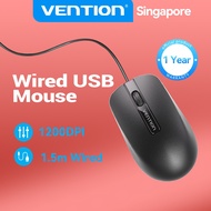 Vention High Performance Wired USB Mouse Optical Sensor 1200 DPI With Fine Surface & Rubber Scroller