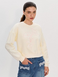 Pomelo. x Janesuda เสื้อแขนยาวปักลายดอกไม้ / Pomelo. x Janesuda Floral Embroidery Sweatshirt