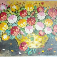 Lukisan Bunga Besar Timbul 100 x 200 Lukisan Pot Bunga 3