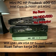 HP Mini PC Prodesk 400 G3 Core i3 Gen 7hp No Ram No HDD No Adapter