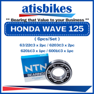 NTN HONDA WAVE 125 ( 6pcs/Set-C3 ) 100% ORIGINAL Made In JAPAN Motorcycle Engine Gearbox & Crankshaf