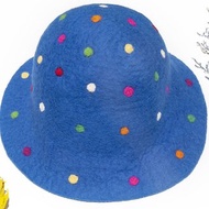 手工羊毛氈帽 針氈帽 羊毛帽 設計帽 圓頂帽-糖果水玉彩虹珍珠色