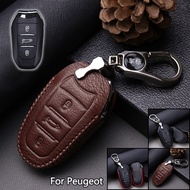 Leather Remote Car Key Case Fob Cover Holder For Peugeot 508 3008 5008 Citroen