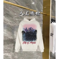 Fashion Wear, Fashion Match, All-Match, Los Angeles City Night View Crack Printed Hooded Sweatshirt 