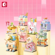 Sembo Blocks 601118-5 Street View Building Block Toy Doll Milk Tea Cake Shop Girl Gift Toy Model