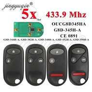 jingyuqin 5pcs G8D345HA for Honda Civic Accord CRV HRV FRV Jazz 433Mhz Remote Car key Fob G8D-345H-A