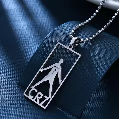 CR7 Messi Stainless Steel Necklace Football Soccer Star Cristiano Ronaldo Leo Messi Pendant Clavicle