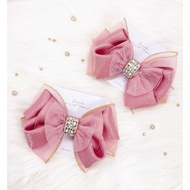 Thulian silk girl hair clip/girl pink dress/girl party dress/girl elegant dress/girl tulle dress/gir