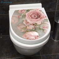 Peacellow WC Pedestal Pan Cover Sticker Toilet Stool Commode Sticker Home Decor Bathroon Decor 3D Printed Flower View Decals SG