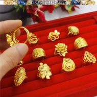 916 gold open ring 916 gold Korean wedding ladies jewelry big flower ring in stock