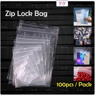 【SMALL &amp; MEDIUM】100pcs Plastic Zip Lock Bag / Zipper Bag / Zip Bag / Packaging Plastic Bag with Sealable Zip Lock